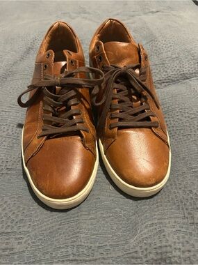 Franco Fortini Brown Leather Low-Top Sneakers with White Sole